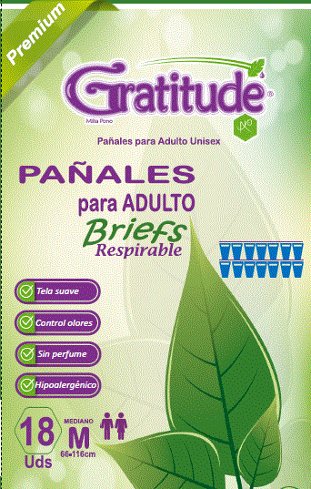 Pañal Adulto GRATITUDE Mediano M 1x18´s
