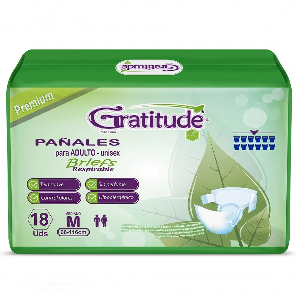 [110002] Pañales para Adulto Gratitude® Premium – Briefs – Talla M (18 Unidades)