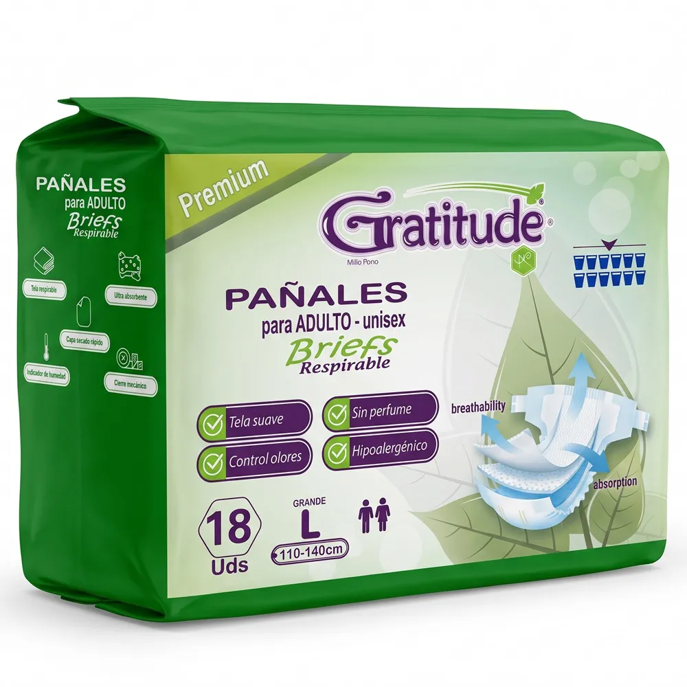 Pañales para Adulto Gratitude® Premium – Briefs – Talla L (18 Unidades)