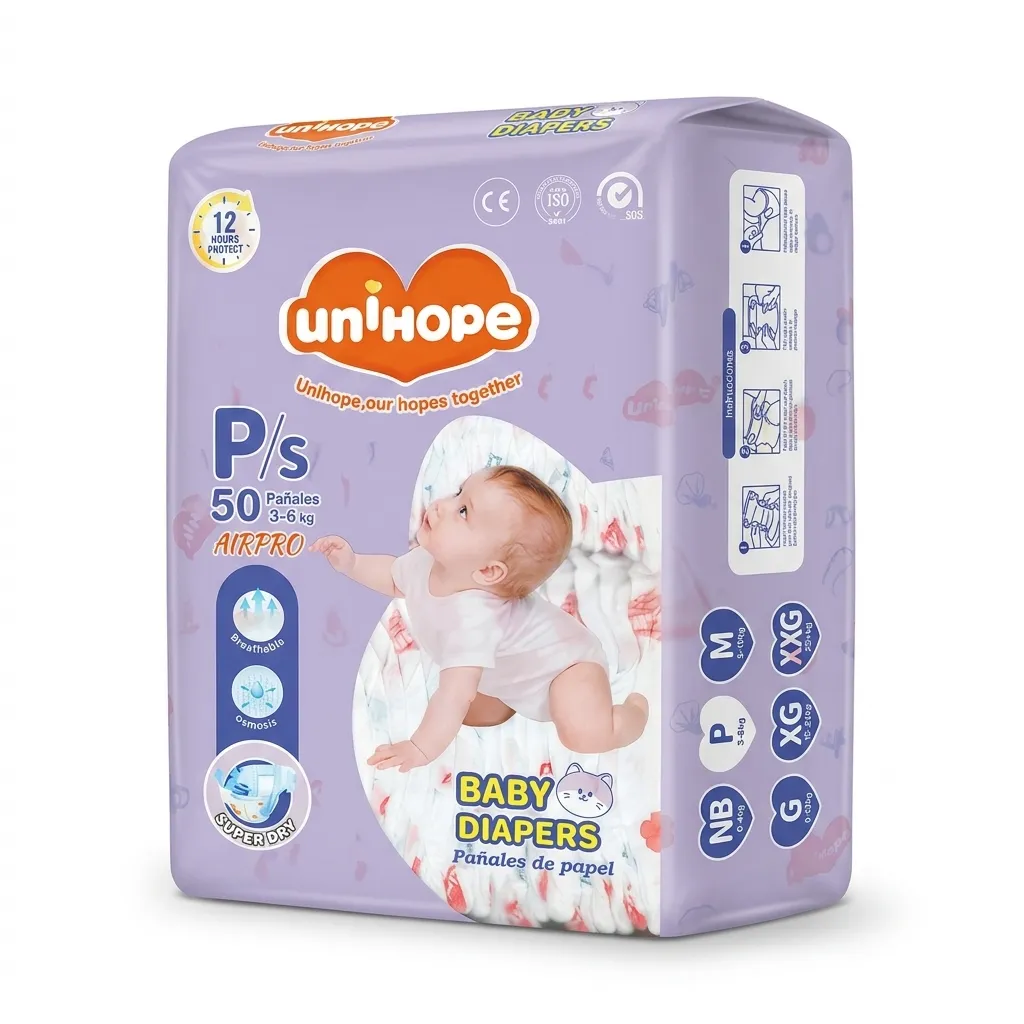 UNIHOPE Pañal para bebé Talla S 1x50´s ( 3-6 kg)