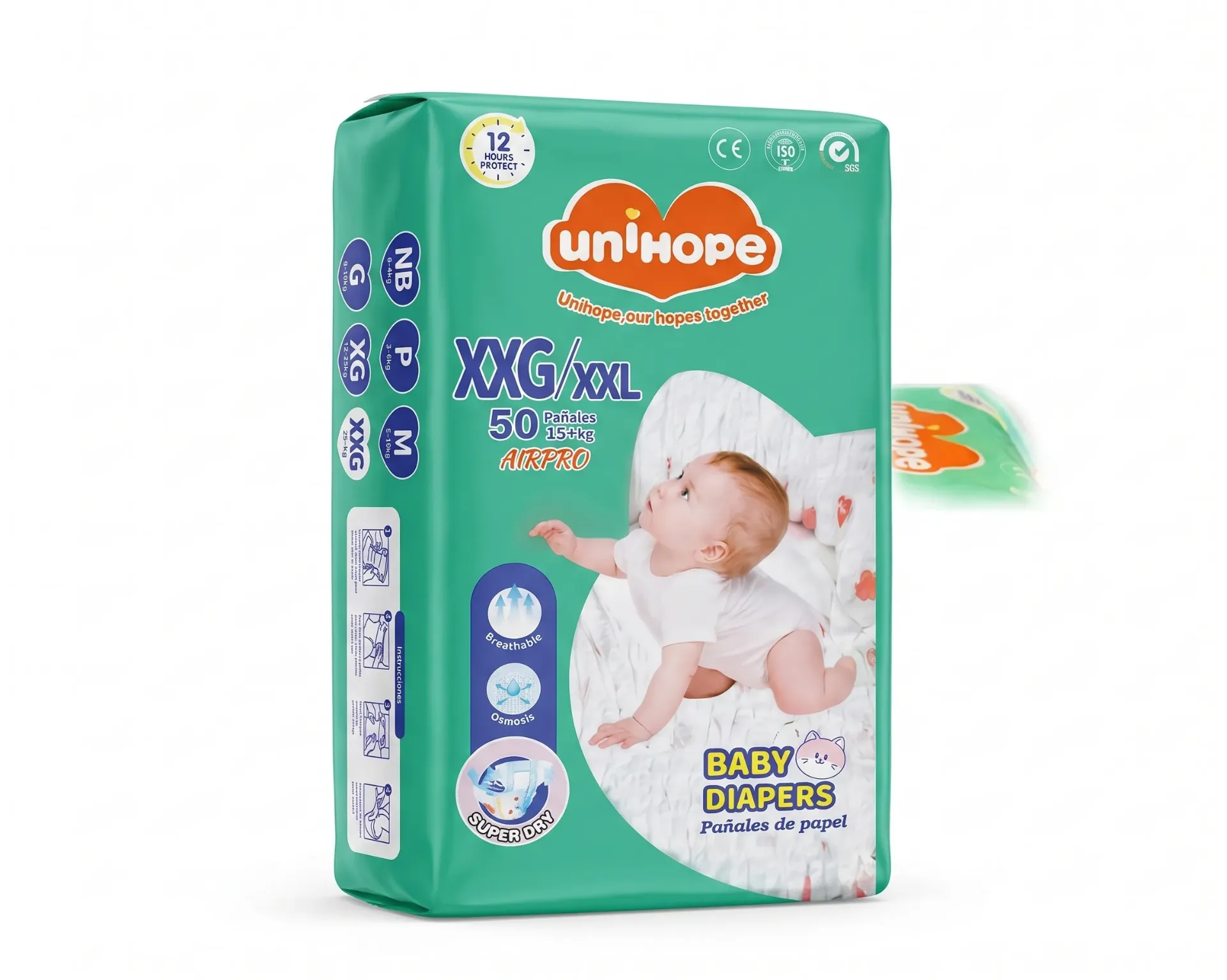 UNIHOPE Pañal para bebé Talla XXL 1x50´s (25 + kg)