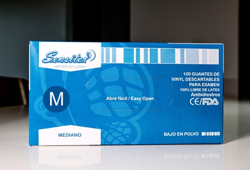 Guante Vinil SENSITEX M- L/P 1X100´s